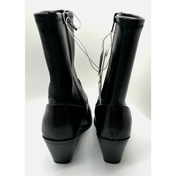 Nwt Aubree Black Faux Leather Ankle Boots Women’s Size 7.5 - Picture 4 of 5